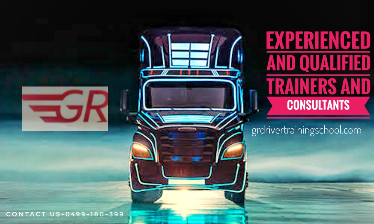 G & R Driver Training School A banner is made of the photo of the truck and it is written Experienced and Qualified Trainers and Consultants on it